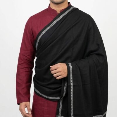 Woolen Shawls Chador Solid Black Color Shawl Chador for men winter collection kashmiri Shawls 6 haat long