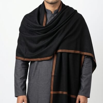 Woolen Shawls Chador Solid Black Color Shawl Chador for men winter collection kashmiri Shawls 6 haat long