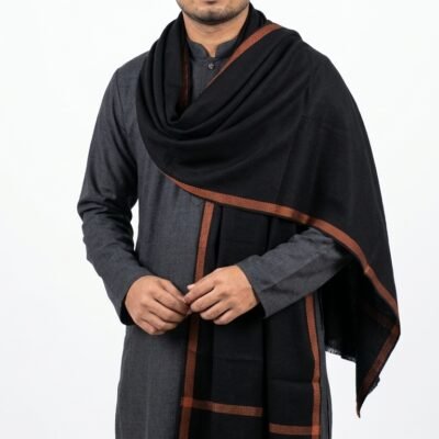 Woolen Shawls Chador Solid Black Color Shawl Chador for men winter collection kashmiri Shawls 6 haat long