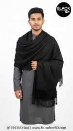 Woolen Shawls Chador Solid Black Color Shawl Chador for men winter collection kashmiri Shawls 6 haat long